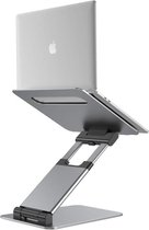 ErgoLine Tall Ergonomische zit-sta bureau laptop standaard - Volledig verstelbaar laptophouder - Ideaal voor je thuiswerkplek – Opvouwbaar - Aluminium – zilver - Universeel 10 tot 17 inch