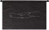 Tapisserie - Tapisserie - Zwart - Wit - Main - Dessin au Line - 150x100 cm - Tapisserie