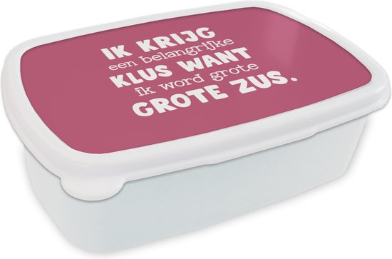Broodtrommel Wit - Lunchbox - Brooddoos - Spreuken - Quotes - Ik word grote  zus - Zus... | bol
