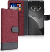 kwmobile telefoonhoesje voor Xiaomi Redmi Note 10 Pro - Hoesje met pasjeshouder in donkerrood / zwart - Case met portemonnee