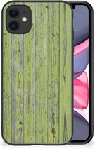 Smartphone Hoesje Geschikt voor iPhone 11 Cover Case met Zwarte rand Green Wood