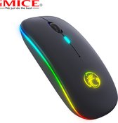 Draadloze muis met RGB verlichting - oplaadbaar - 4 knoppen - Instelbare DPI - 2.4Ghz en Bluetooth