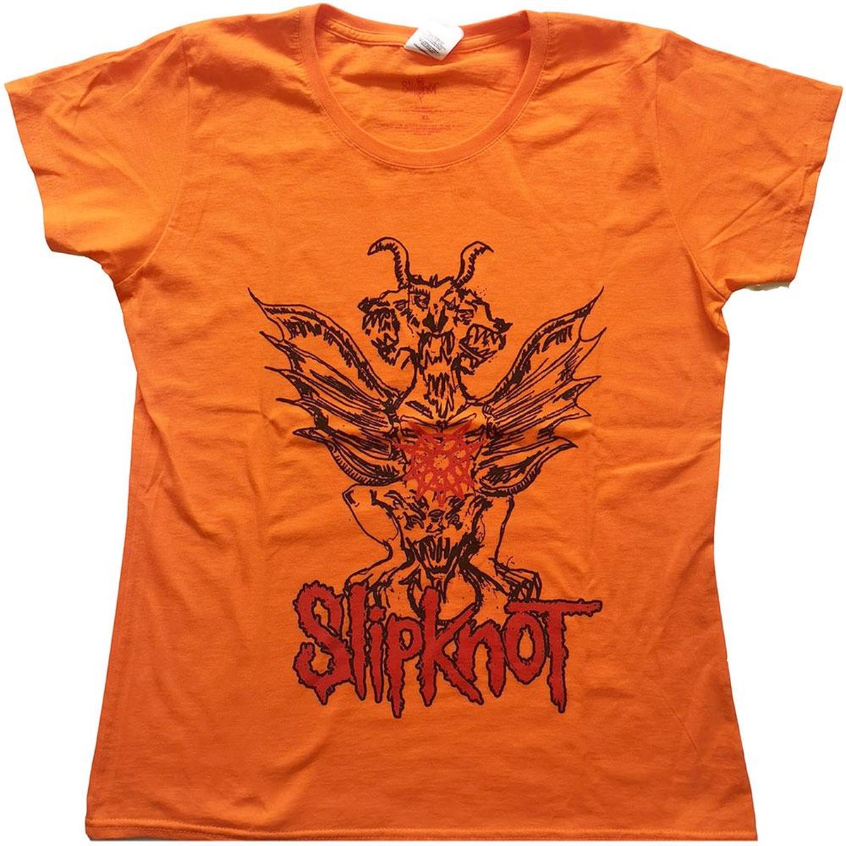 Slipknot - Winged Devil Dames Tshirt - S - Oranje