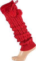 Beenwarmers carnaval | Met Pompon | Rood | One size | Beenwarmers dames | Carnavalskleding dames | Feestkleding | Apollo