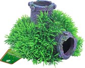 Boon aqua deco ornament bubbel Green Moss plant op gezonken buis met uitstromer, 11 cm.