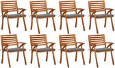 Decoways - Tuinstoelen 8 st met kussens massief acaciahout