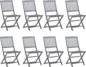 Decoways - Tuinstoelen 8 st inklapbaar met kussens massief acaciahout