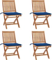 Decoways - Tuinstoelen 4 st inklapbaar met kussens massief teakhout