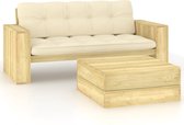 Decoways - 2-delige Loungeset met kussens geïmpregneerd grenenhout