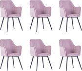 Decoways - Eetkamerstoelen 6 st fluweel roze