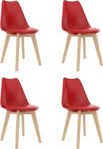 Decoways - Eetkamerstoelen 4 st kunststof rood