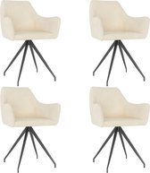 Decoways - Eetkamerstoelen 4 stuks fluweel crème