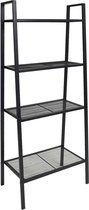 Decoways - Ladder boekenkast 4 schappen metaal zwart