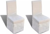Decoways - Eetkamerstoelen 2 st stof crèmewit
