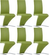 Decoways - Eetkamerstoelen met zigzag-vorm 6 st kunstleer groen