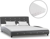 Decoways - Bed met matras kunstleer grijs 140x200 cm