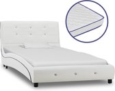 Decoways - Bed met traagschuim matras kunstleer wit 90x200 cm