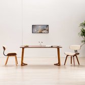 Decoways - Eetkamerstoelen 2 stuks gebogen hout en kunstleer crèmekleurig