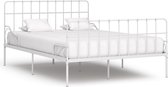 Decoways - Bedframe met lattenbodem metaal wit 160x200 cm