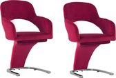 Decoways - Eetkamerstoelen 2 st fluweel wijnrood