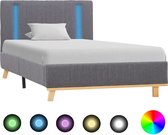 Decoways - Bedframe met LED stof lichtgrijs 100x200 cm