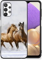 TPU Back Cover Geschikt voor Samsung Galaxy A32 5G Smartphone Hoesje met Zwarte rand Paarden