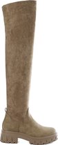 SmileFavorites® Laarzen met Hak - Imitatieleer, Suedine - Taupe Khaki - Maat 36