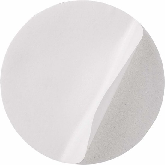 Witte ronde reflector met deels verwijderde witte beschermfolie.