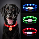 Oplaadbare LED Dieren Halsband - incl. Licht Hanger - USB - Waterdicht - in Lengte Verstelbaar - Huisdierveiligheidsband - voor Honden en Katten -  3 Lichtmodi - Rood