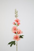 Kunstbloem - Alcea - Hollyhock - topkwaliteit decoratie - 2 stuks - zijden bloem - wit - 91 cm hoog