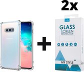 Crystal Backcase Transparant Shockproof Hoesje Samsung Galaxy S10e - 2x Gratis Screen Protector - Telefoonhoesje - Smartphonehoesje