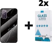 Backcover Marmerlook Hoesje Samsung Galaxy S20 FE Zwart - 2x Gratis Screen Protector - Telefoonhoesje - Smartphonehoesje