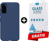 Siliconen Backcover Hoesje Samsung Galaxy S20 Blauw - Gratis Screen Protector - Telefoonhoesje - Smartphonehoesje