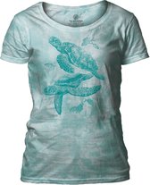 Ladies T-shirt Monotone Sea Turtles L