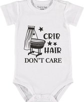 Baby Rompertje met tekst 'Crib hair, don't care' | Korte mouw l | wit zwart | maat 62/68 | cadeau | Kraamcadeau | Kraamkado