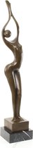 Modernistisch Bronzen Beeld Vrouwelijk Naakt 16x14x87 cm
