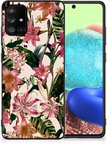 Leuk TPU Back Case Geschikt voor Samsung Galaxy A71 Telefoon Hoesje met Zwarte rand Bloemen