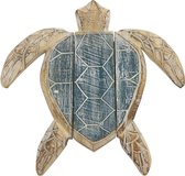 Schildpad hout blauw bruin L