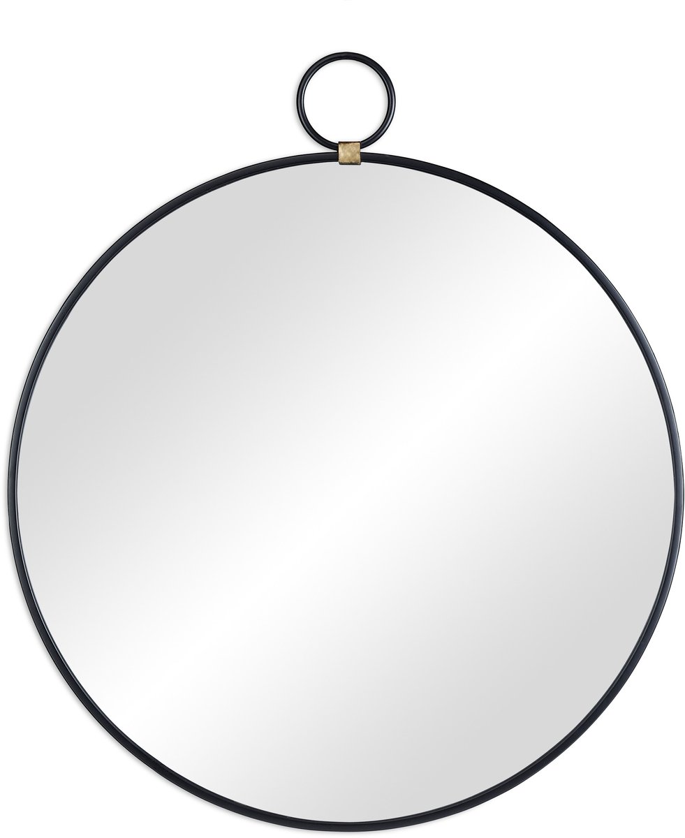 wandspiegel rond - modern - Ø 61 cm - metalen frame - hal - woonkamer - zwart