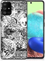 Silicone Back Case Geschikt voor Samsung Galaxy A71 Telefoon Hoesje met Zwarte rand Skulls Angel