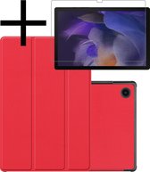 Samsung Galaxy Tab A8 Hoesje Met Screenprotector Zwart Book Case Cover Met Screen Protector - Rood