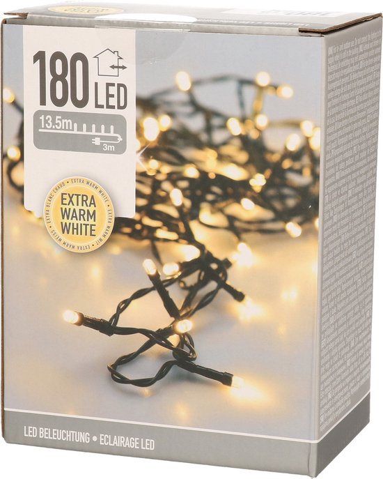 Kerstverlichting extra warm wit buiten 180 lampjes - Kerstlampjes / kerstlichtjes - Bellatio Decorations