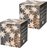 Set van 2x stuks kerstverlichting lichtsnoer met 10 witte sterren op batterijen - Kerst lichtsnoeren - 135 cm