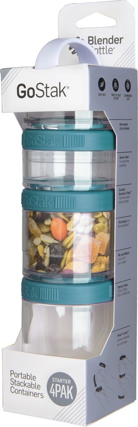 BlenderBottle GoStak Snacking Mini Containers 60cc 3pk, Cyan