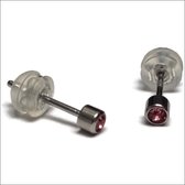 Aramat jewels ® - Zweerknopjes geboortesteen oorbellen oktober roze chirurgisch staal 3mm