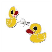 Aramat jewels ® - Zilveren kinder oorbellen eendje geel emaille 11mm