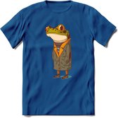 Casual kikker T-Shirt Grappig | Dieren reptiel Kleding Kado Heren / Dames | Animal Skateboard Cadeau shirt - Donker Blauw - L