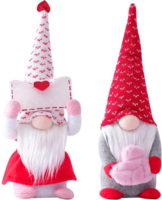 2x stuks pluche gnome/dwerg decoratie poppen/knuffels zwart 17 x 24 x
