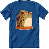 Blije kikker T-Shirt Grappig | Dieren reptielen Kleding Kado Heren / Dames | Animal Skateboard Cadeau shirt - Donker Blauw - XL