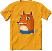 Casual vos T-Shirt Grappig | Dieren Kleding Kado Heren / Dames | Animal Skateboard Cadeau shirt - Geel - L